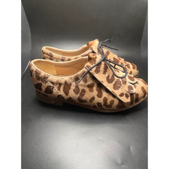 RARE Handmade Leopard Print Leather Sole Walter Genuin 7 Luxury Fur Golf Shoes - Picture 3 of 13